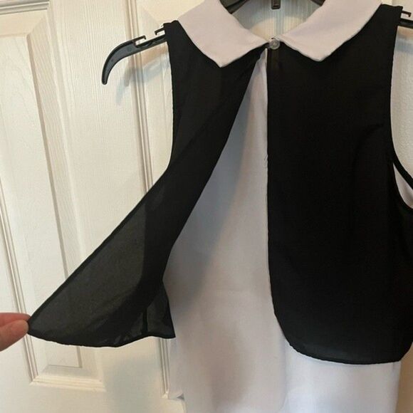 Trixxi Black & White Collared Sleeveless Blouse Size XS - Picture 4 of 5